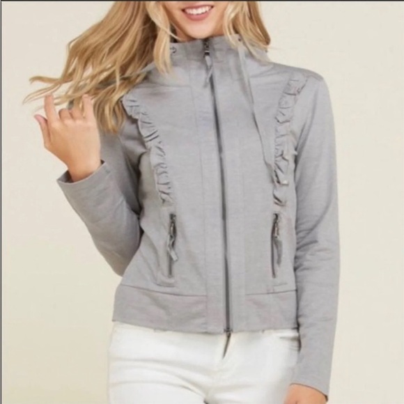 Annabelle | Sweaters | Annabelle Nwt Grey Ruffle Zipup Hooded Jacket ...